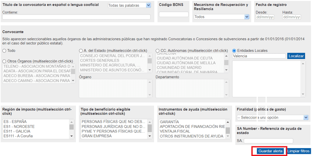 guardar alerta Cómo suscribirse a las alertas de convocatorias de ayudas a la música