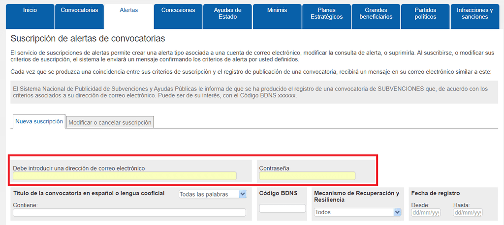 Cómo suscribirse a las alertas de convocatorias de ayudas a la música