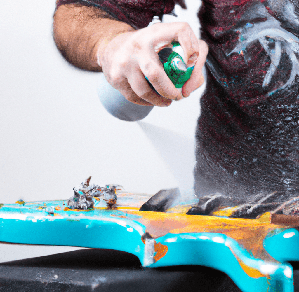 pintar guitarra eléctrica con spray